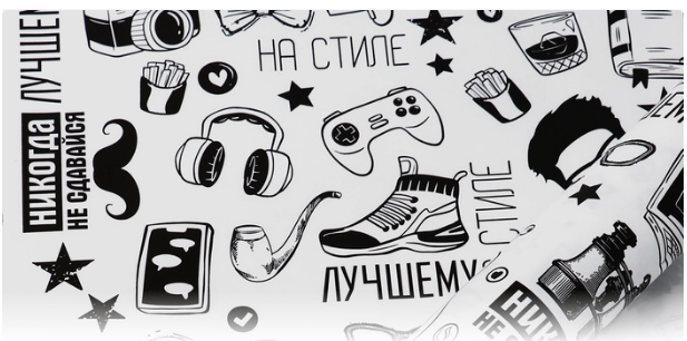 Крафт бумага, на стиле, черный цв, на белом фоне, 0,72х 10 м, 10954546