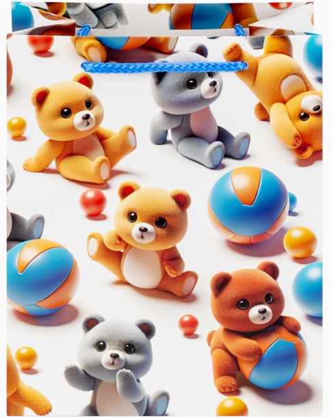 Пакет подарочный с мат. лам. 18х23х10 см (М), Медведи с мячами, ППК-7574