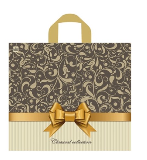 Пакет ПЭ с петлевой ручкой 34х40+6см (х50) (Бежевый узор) Тико, ПТЛ40164