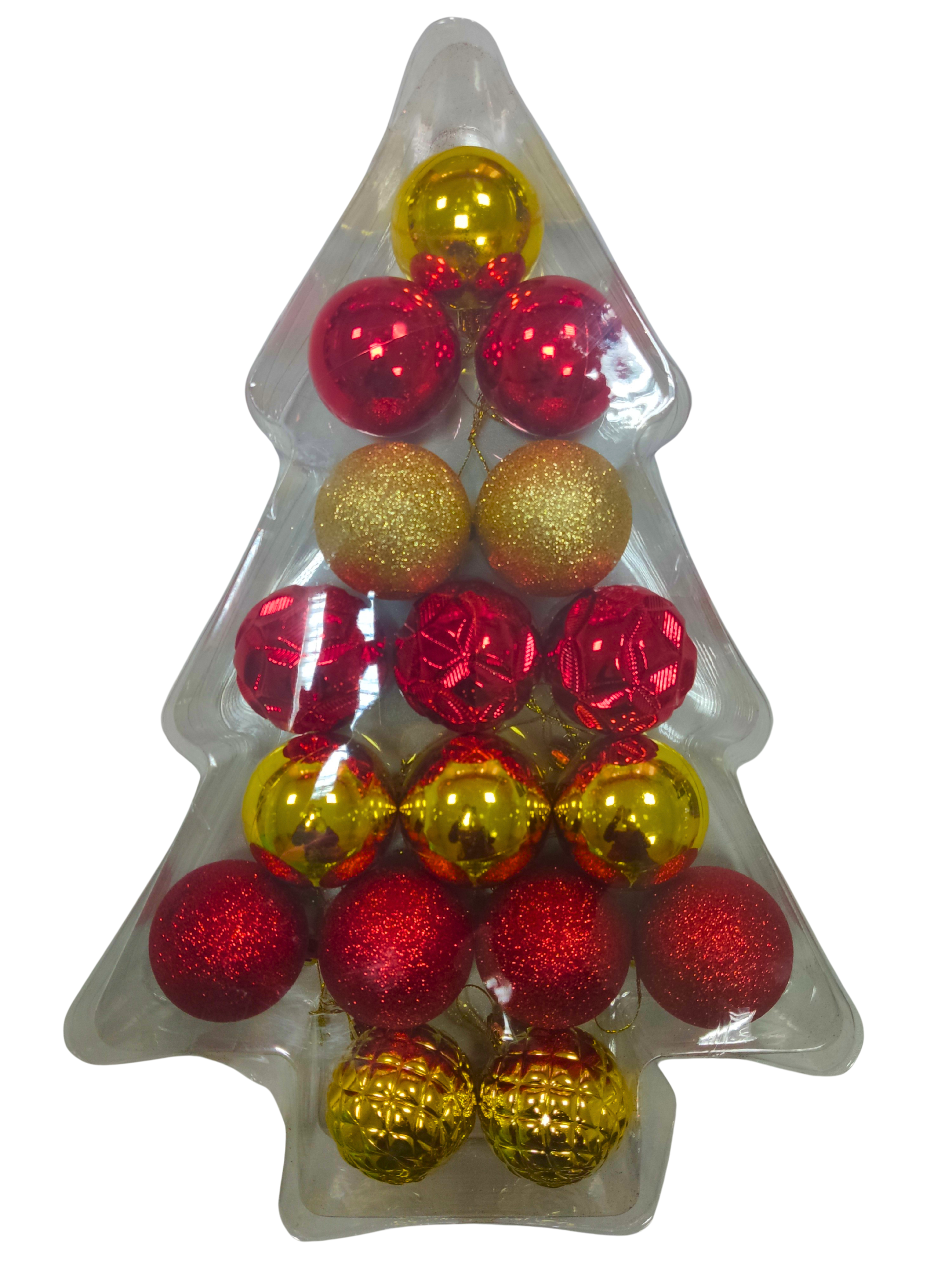 Набор новогодних шаров, (17 шт/уп), цвета ассорти, 6 см, 6163-5