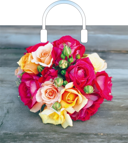 Пакет ПЭ с пластмассовыми ручками 38x34+3см (х10) (Волшебный букет), ПЛР66536