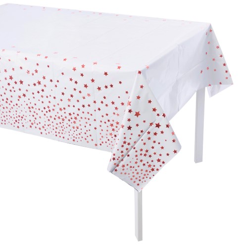 Скатерть одноразовая, Звезды, Белый;Розовое золото, Металлик, 137х183 см, 6012107