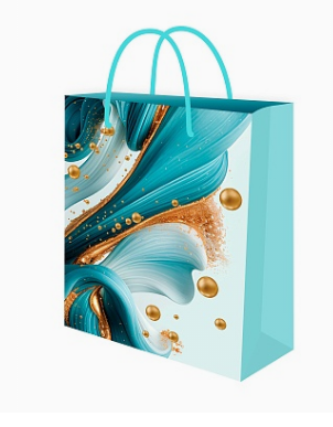 Пакет подарочный с глянц.лам. 11,5x14,5x6см (S) Акрил и золото, ППК-7882