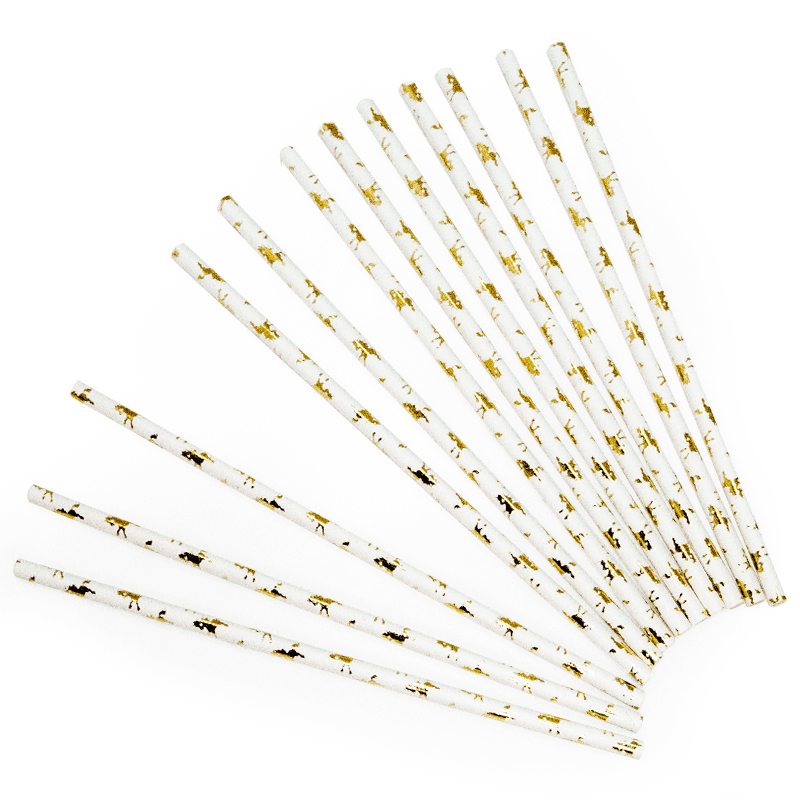 Трубочки для коктейлей Золотой единорог, Белый, (12 шт;уп), 615113