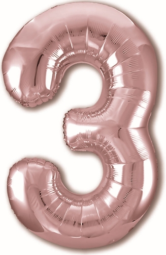 Шар фольга Agura Slim, цифра 3 'Розовое золото', 40', индивид. уп., европодвес, 755471