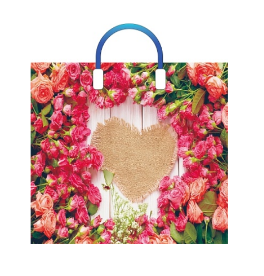Пакет ПЭ с пластмассовыми ручками 38x34+3см (90) Кустовые Розы, ПЛР69155