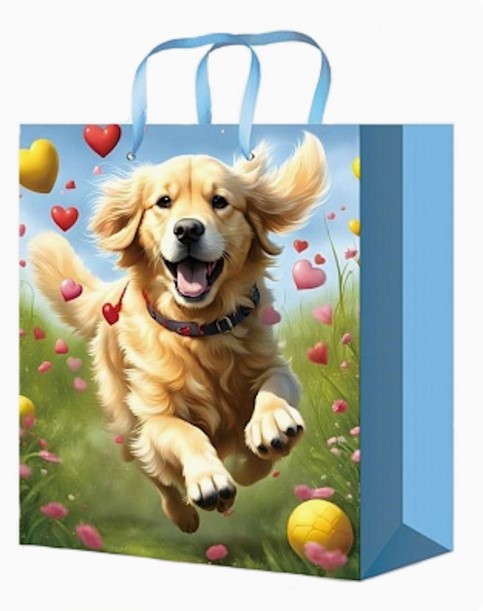 Пакет подарочный с глянц.лам. 18x23x8 см (М) Золотистый ретривер, 128 г, ПКП-0343