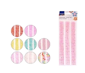 Стразы-наклейки акриловые АССОРТИ-11, 21х7,5 см, 8 дизайнов, ОПП-упаковка с европодвесом, M-8667