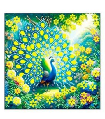 Алмазная мозаика ПАВЛИН, деревянный подрамник 30х30 см, M-12217