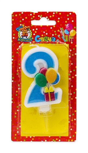 Свеча для торта 'Цифра 2. 'Весёлый праздник', Миленд, картон. уп., европодвес, С-5926