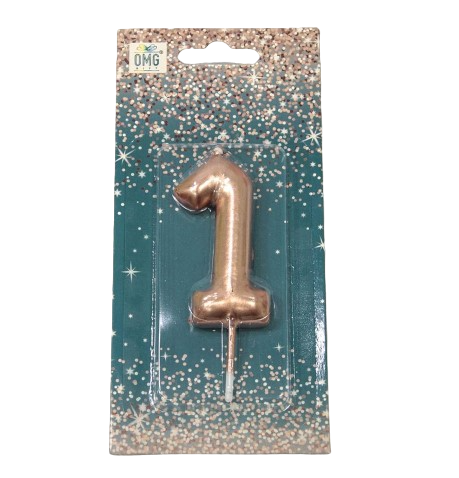 Свеча для торта 'Цифра 1. Бронза', OMG,6 см, картон. уп., европодвес, ОМ-20010;91;1