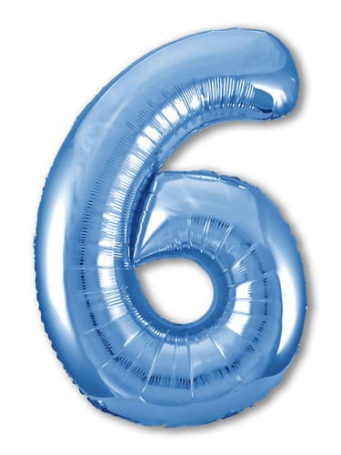 Шар фольга Agura Slim, цифра 6 'Синий', 40', индивид. уп., европодвес, 756430
