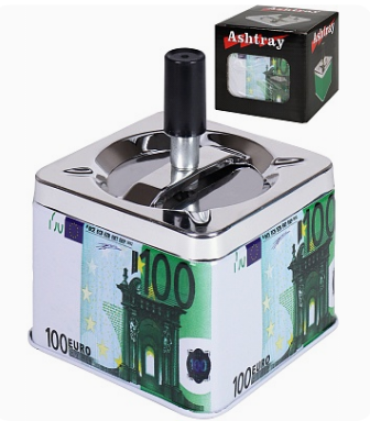 Пепельница бездымная квадратная 100 евро, ПЛ-1075