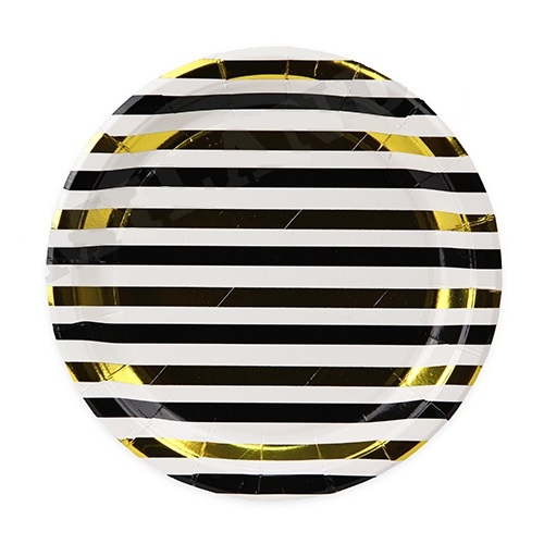 Набор тарелок бумажных 'Полосы', золот. тиснен , (6 шт;уп) ,18 см, СП-5168