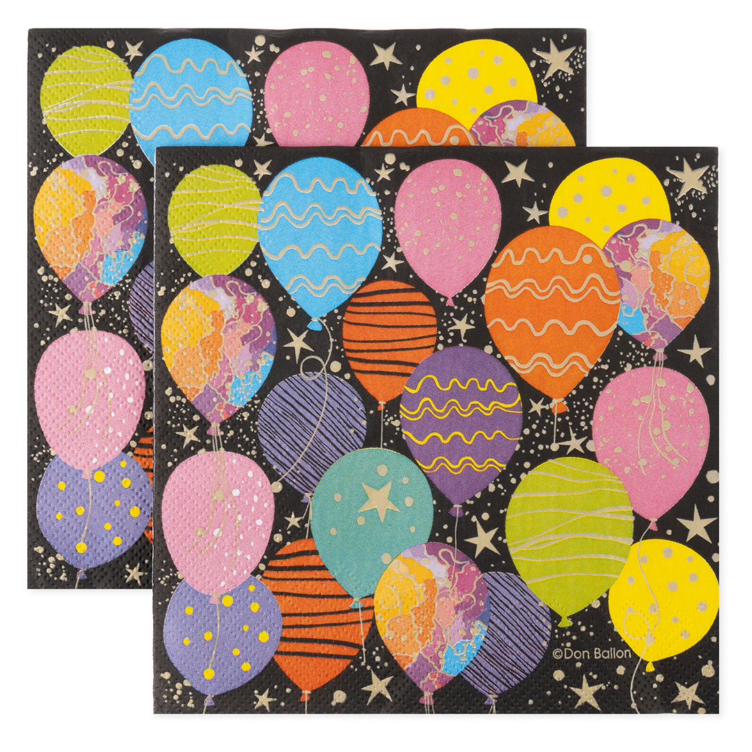 Сервировочные салфетки, Воздушные шары, Черный, 33х33 см, 20 шт, 6015082