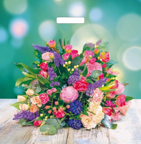 Пакет ПЭ с вырубной ручкой 45х45+3см (х50) (Цветочная композиция), ВУР66458