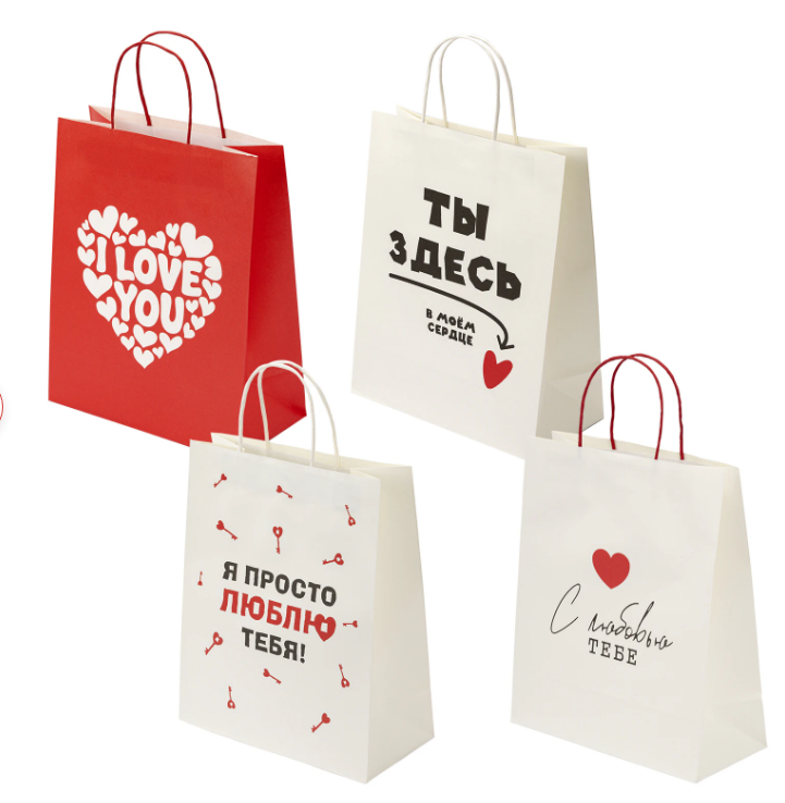 Пакет подарочный  26х13х32 см (L) Love Story, ассорти, крафт, ЗОЛОТАЯ СКАЗКА, 700821
