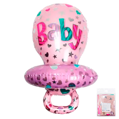 Шар фольга 'Пустышка детская' розовый 760-Р-QX
