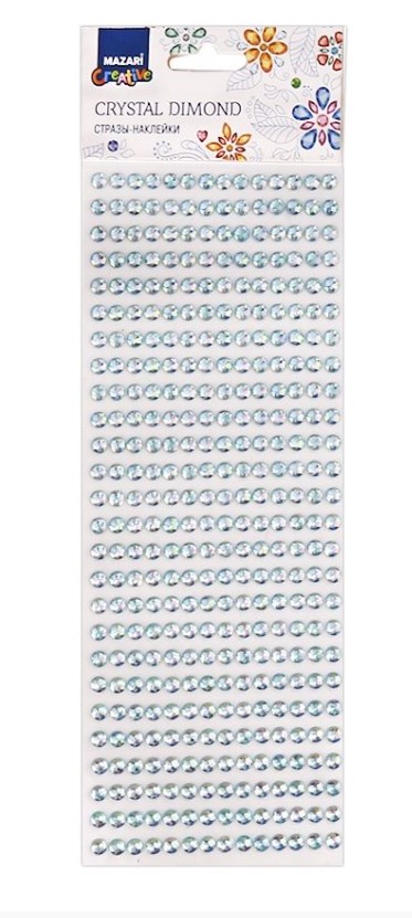 Стразы-наклейки акриловые АССОРТИ-11, 22х9,5 см, 8 дизайнов, ОПП-упаковка с европодвесом, M-8662