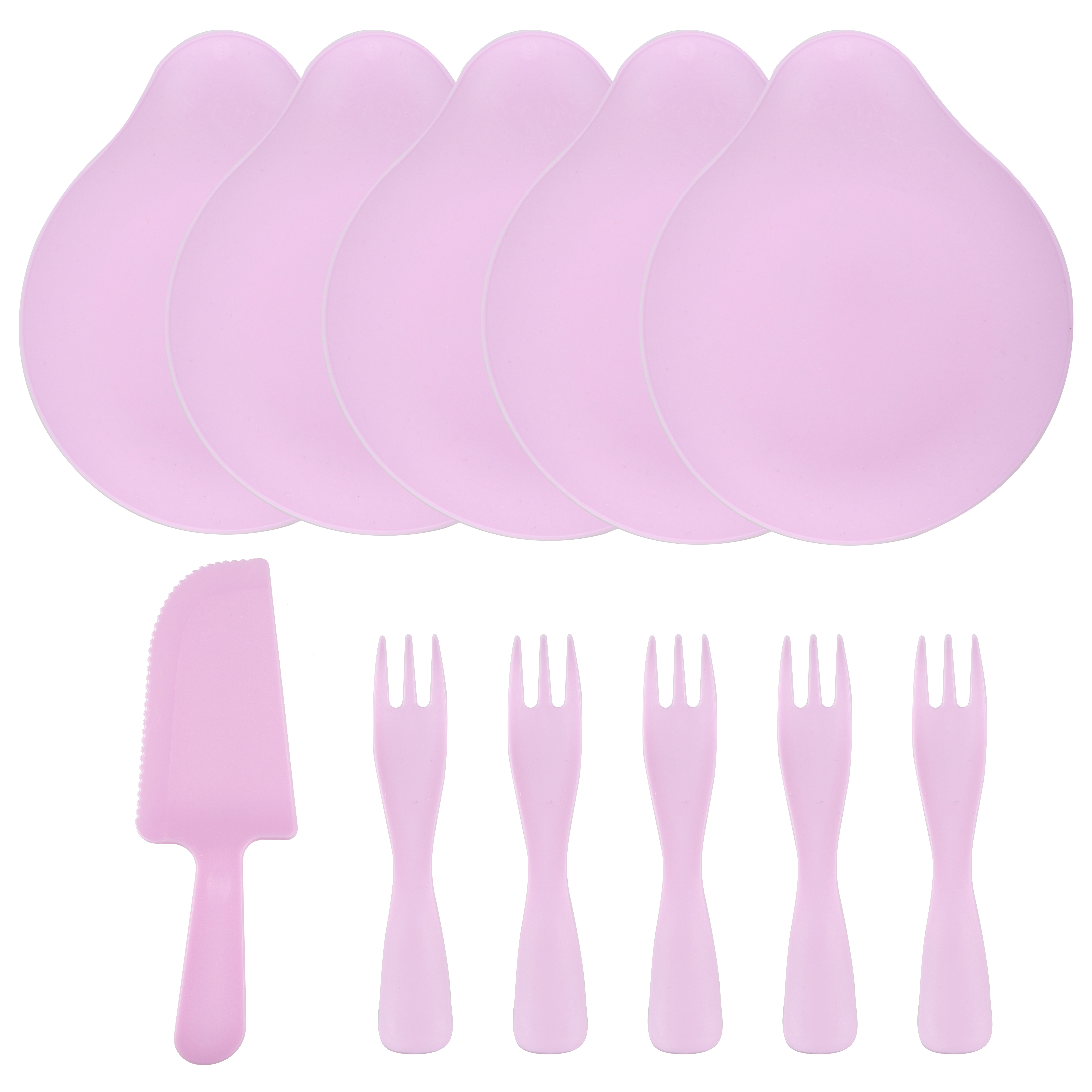 Десертный набор'Где тортик.', тарелки, вилки, нож, розовый, (11 шт;уп), 6232449