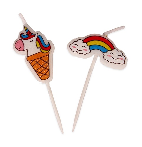 Свечи для торта Миленд 'Единорог и радуга' 5 шт., пластик уп., европодвес, С-6018