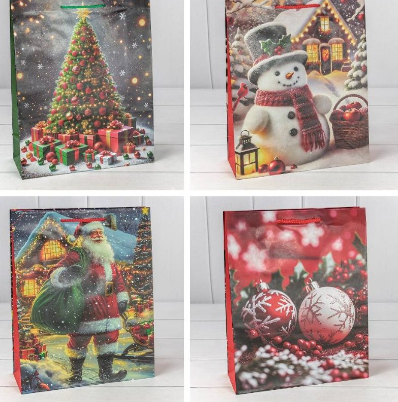 Пакет подарочный Новый год (микс 435) 26х32х10 128г, 300435C	