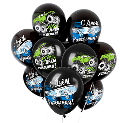 Шар латексный 12', С днём рождения , пастель , ассорти (50 шт;уп), 4AVP-072