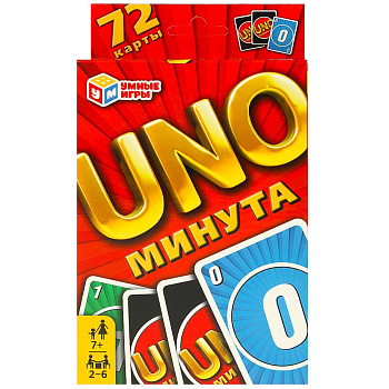 UNO-минута. Карточная игра UNO. 72 карты.92х130х22 мм.