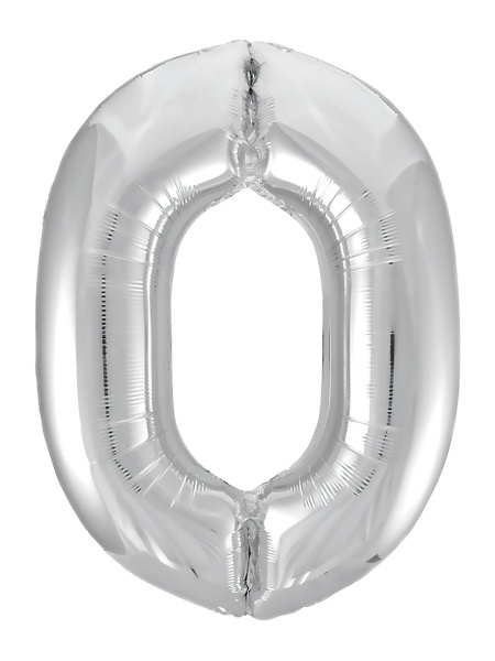 Шар фольга Agura Slim, цифра 0 'Серебро', 40', индивид. уп., европодвес, 754603