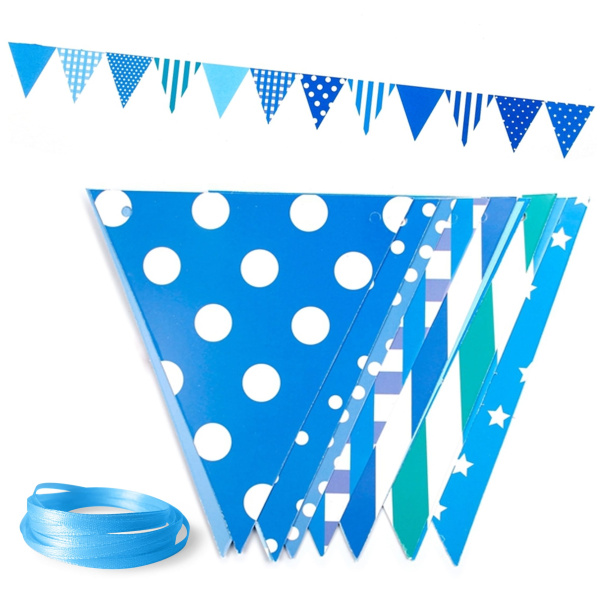 Гирлянда Флажки, Ассорти дизайнов, Голубой, 300 см, 6245504