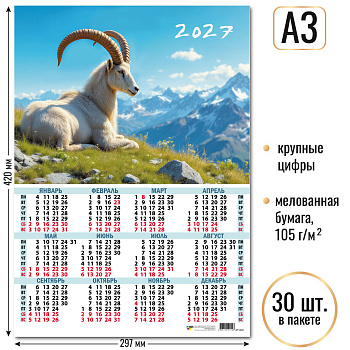 Календарь листовой А3 2027, Символ года, 10112