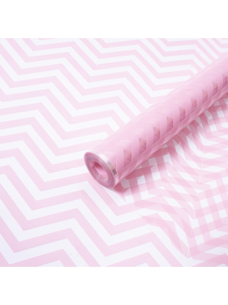 Пленка прозрачная с рисунком 'Шеврон', Нежно-розовый, 70 см, 200 гр, 951930