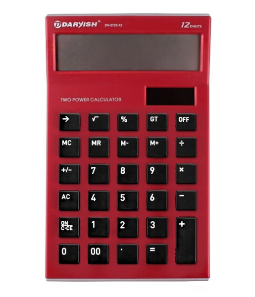 Калькулятор настольный, 12 разрядный,'Darvish', красный, DV-2725-12R