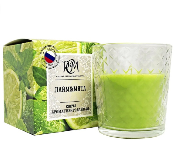 Свеча в стакане РСМ Лайм и мята 30 ч 3113038