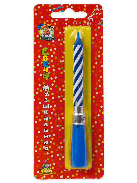 Свеча для торта музыкальная синяя, С-6250