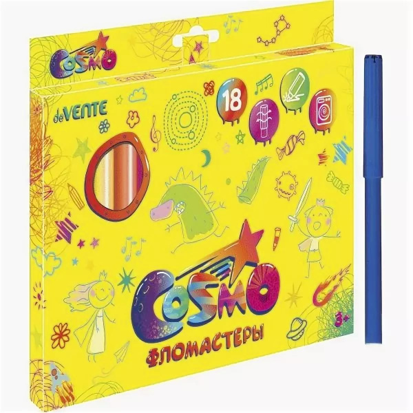 Фломастеры 18 цв. de Vente 'Cosmo', европодвес, 5082311
