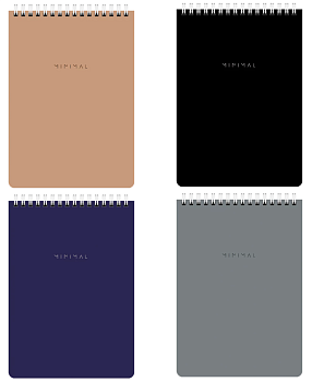 Блокнот А5 146х206мм, 60л, гребень, картон, жест подложка, клетка, BRAUBERG Minimal Classiс, 116426