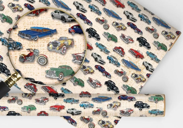 Упаковочная бумага ретро автомобили, 15.25.02536