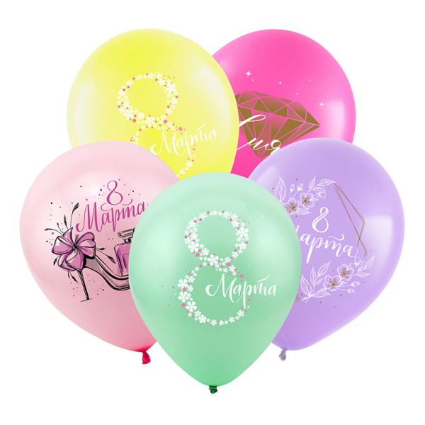 Набор латекстных шаров '8 марта', (50 шт;уп), пастель, 412523-50