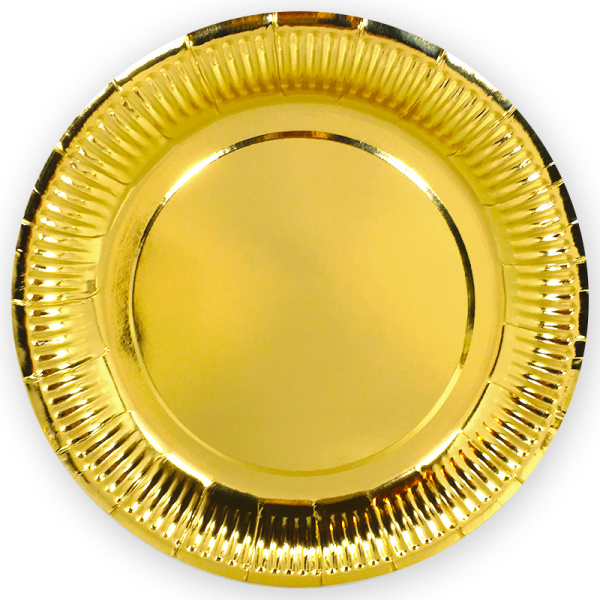 Одноразовые тарелки 23 см. 'Золото', (6 шт;уп), 690067